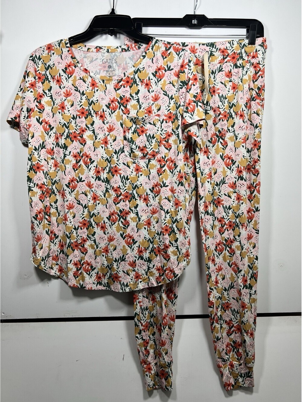 Lates By Kate Womens Pajama Set Sz Small Short Sleeve Floral Soft Modal Lounge